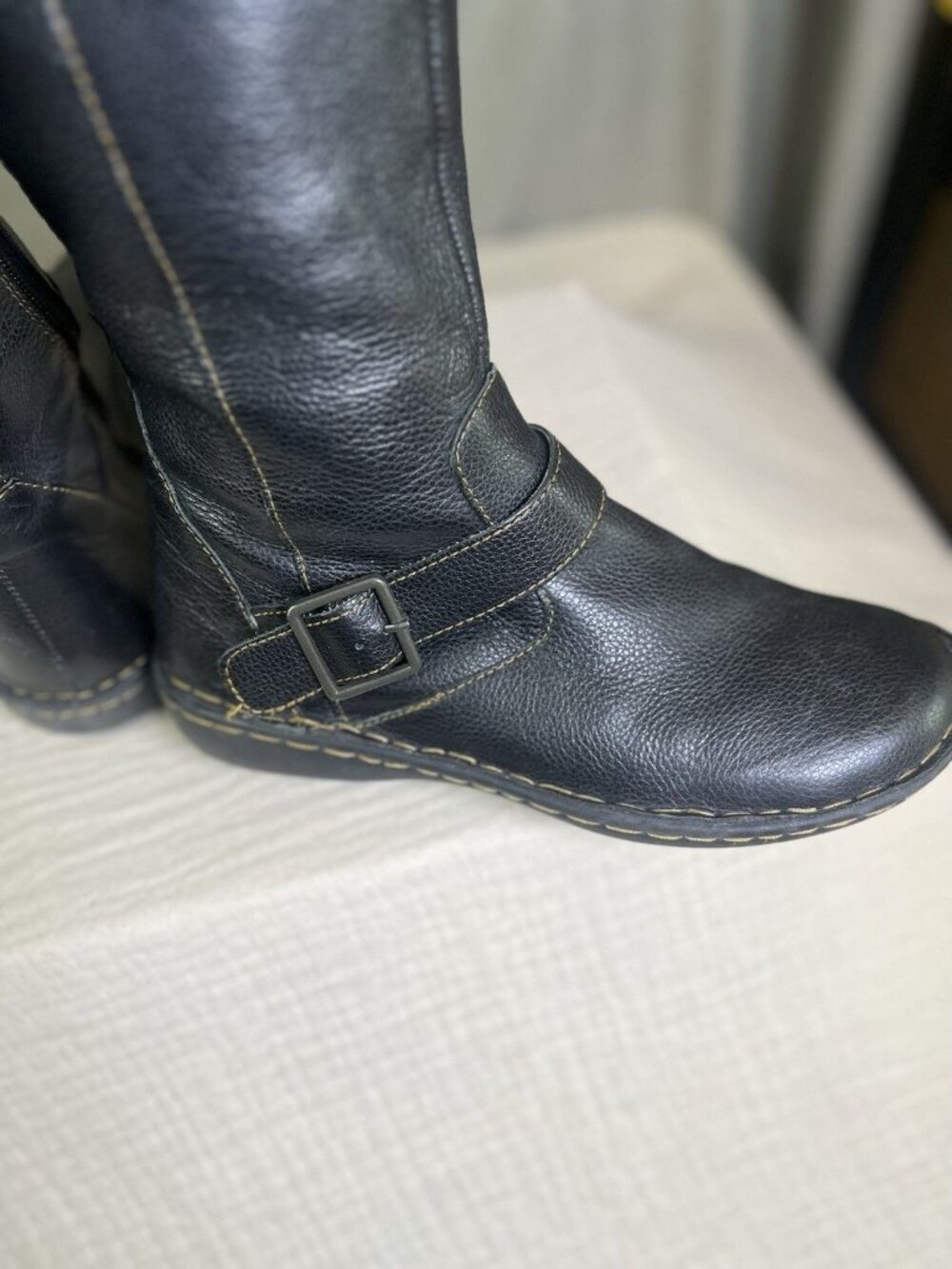 Cabelas 16” Leather Riding Boots Womens 8.5M Brown Pebbled Zip Buckle Over Calf - Picture 6 of 9